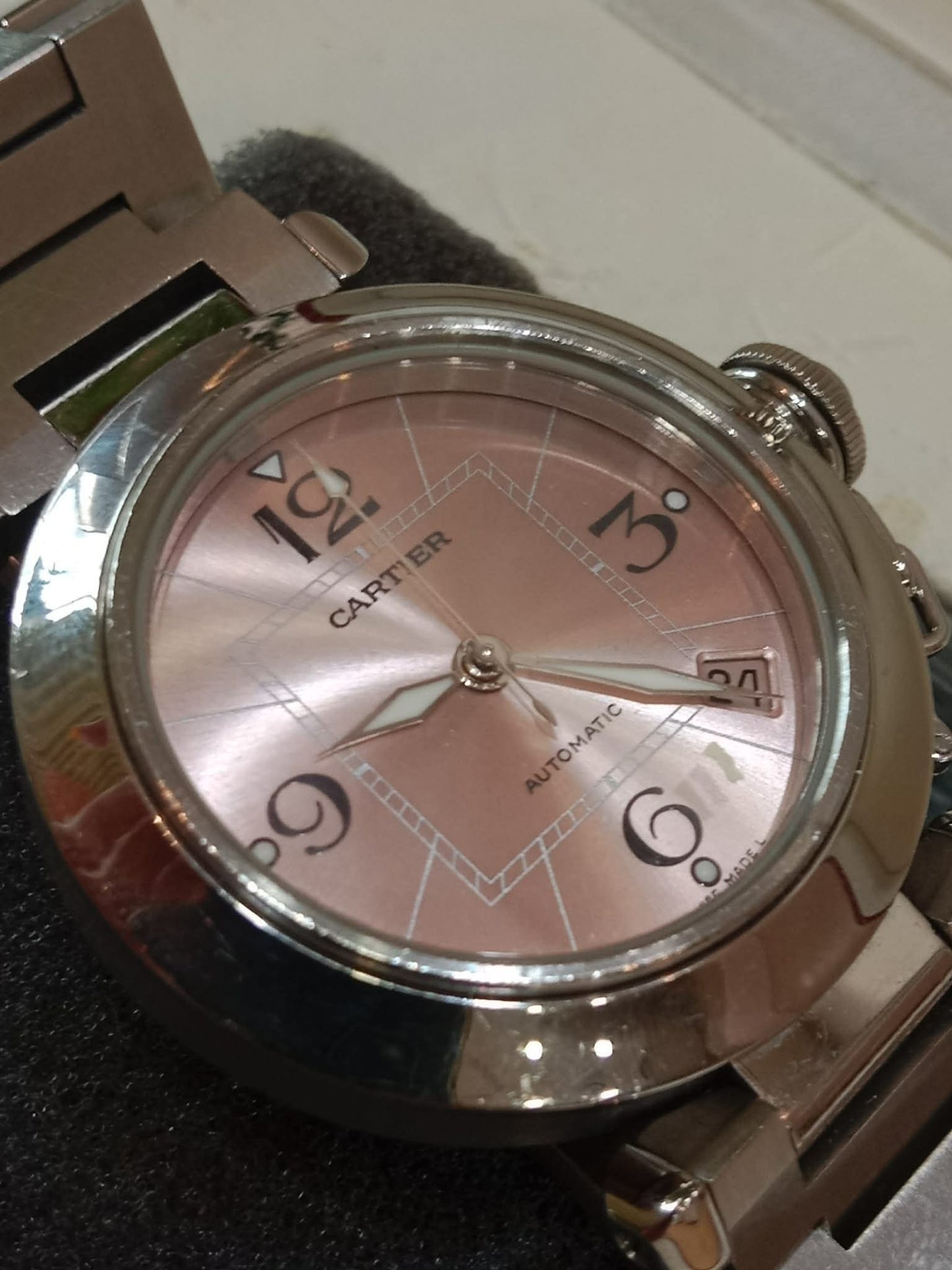 Cartier Pasha C Watch 35mm Stainless Case Pink Dial Arabic Numerals