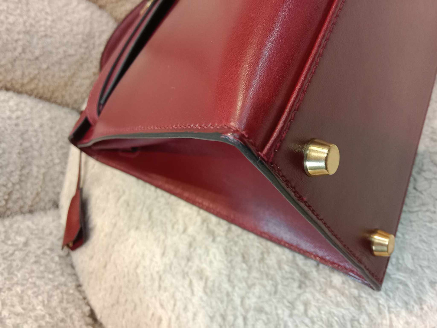 Hermes Kelly 32 Boxcalf Bordeaux Stamp F Square 2002