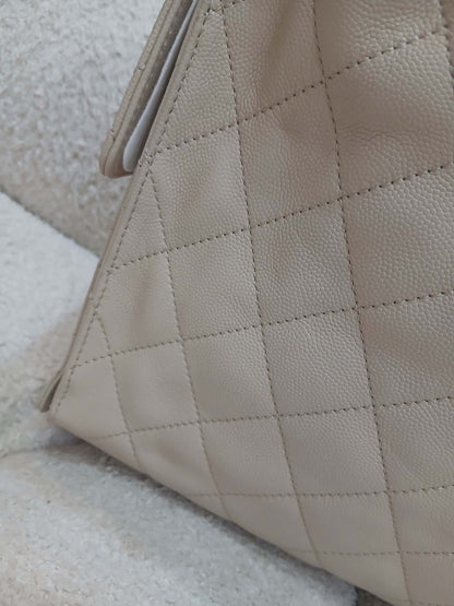 Chanel 25 Beige Caviar Medium Microchipped