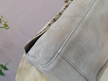 Chanel XXL Flap in Dark Beige Suede Microchipped