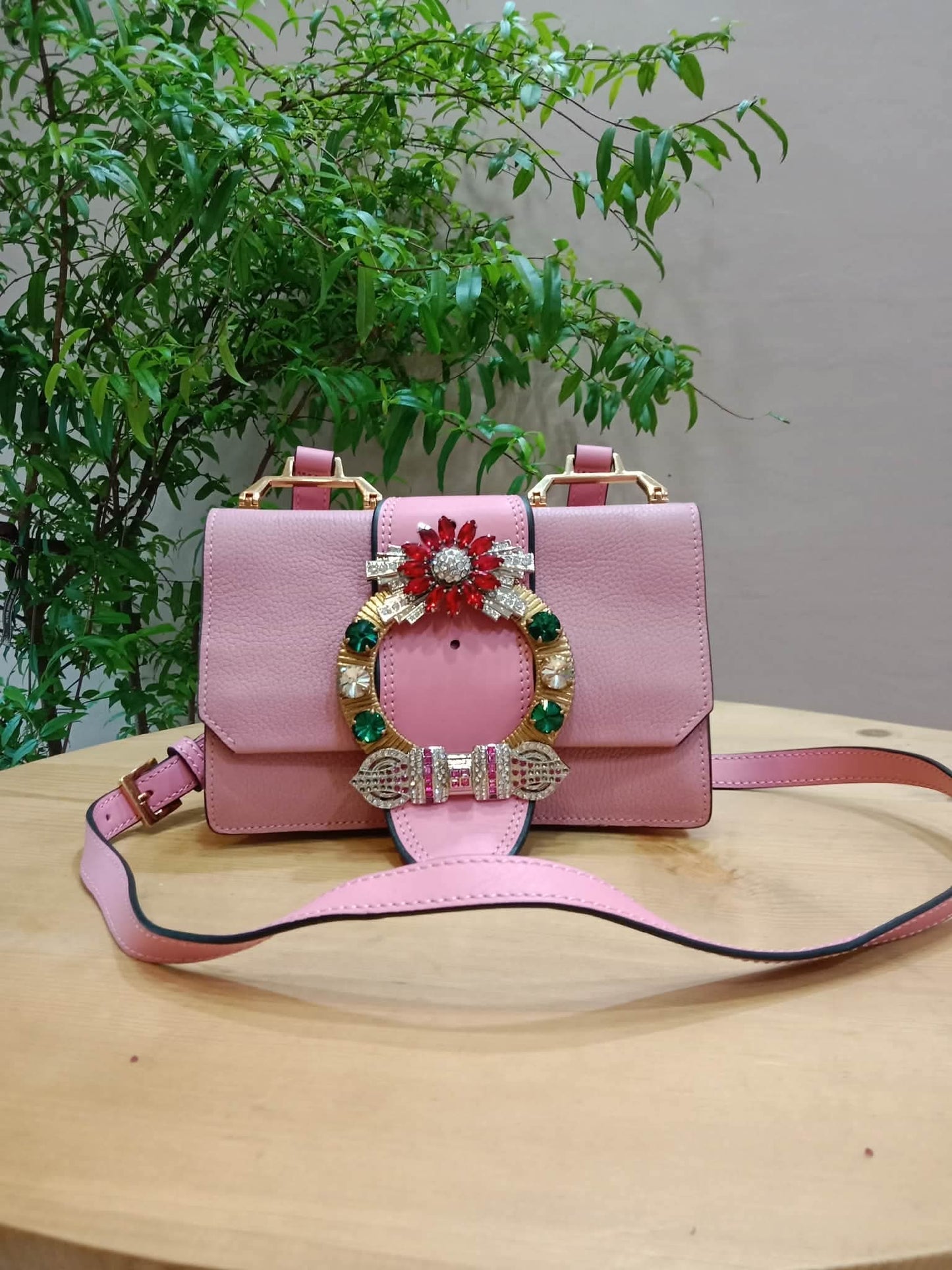 Miu Miu Lady Shoulder Bag Crafted Calfskin Pink