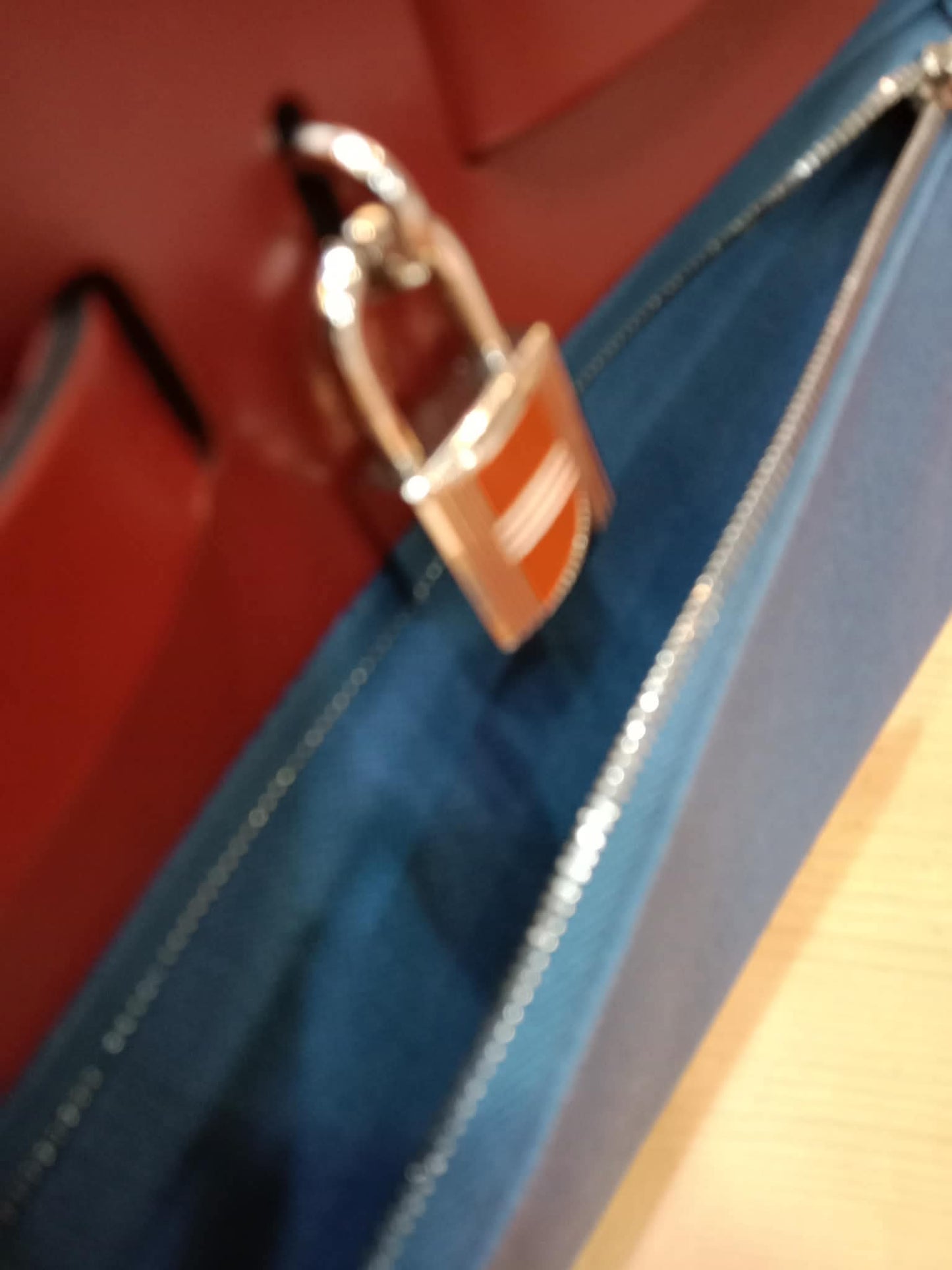 Hermes Herbag Zip 31 Bicolor Blue/Red Canvas & Leather Stamp X 2016