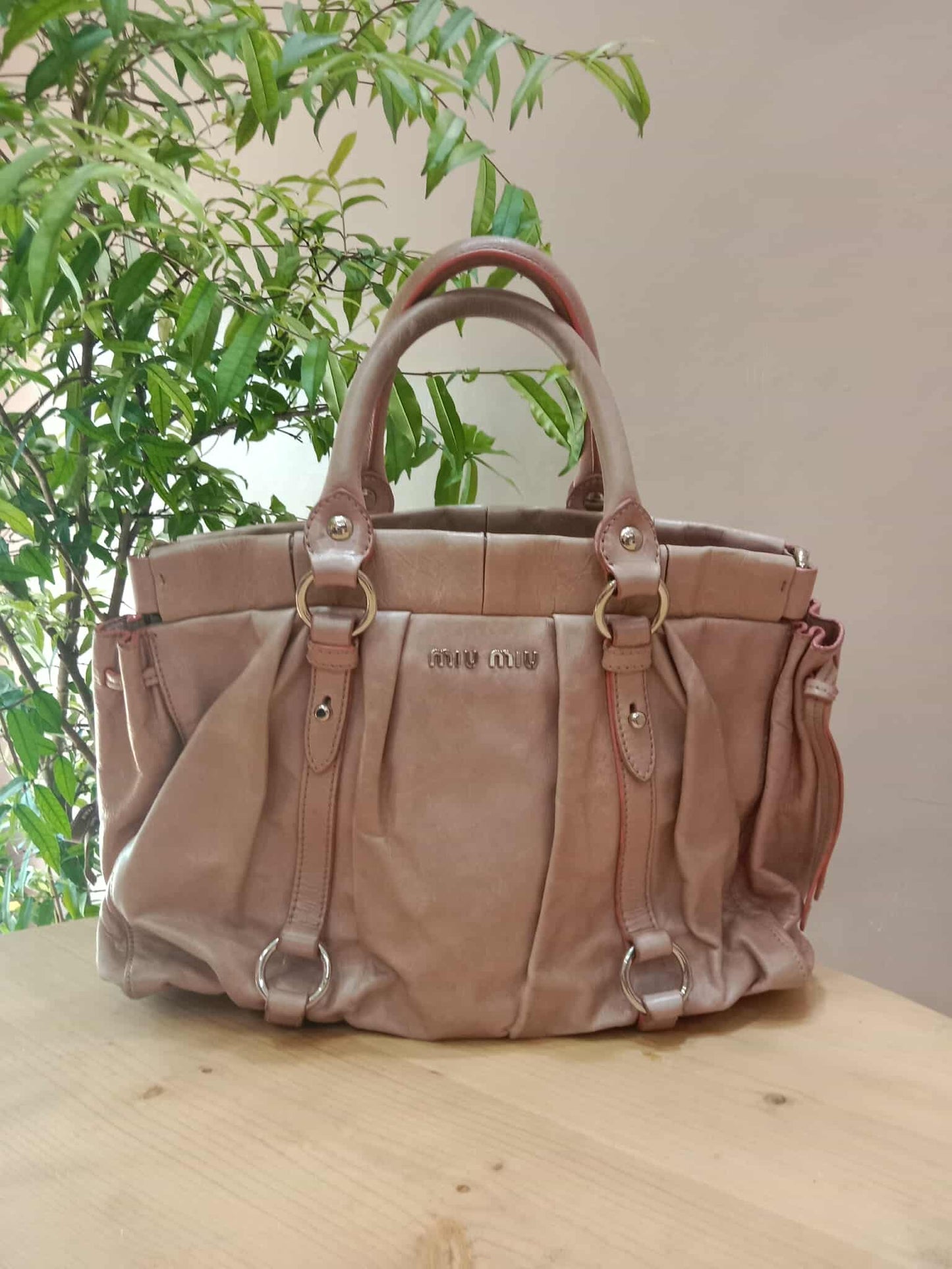 Miu Miu Light Pink Calfskin 2-Way Bag