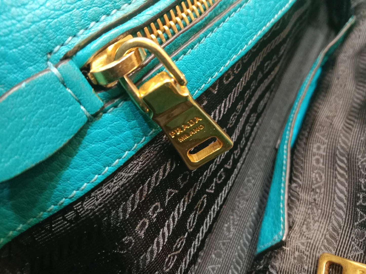 Prada Vitello Daino Turquoise Bag