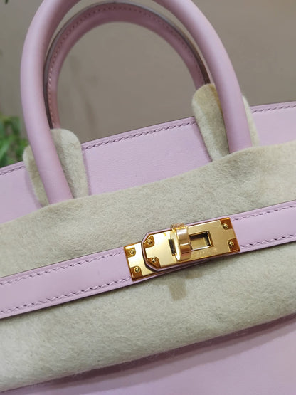 Hermes Birkin 25 Mauve Sylvestre Swift Rose Gold Hardware Stamp W 2024
