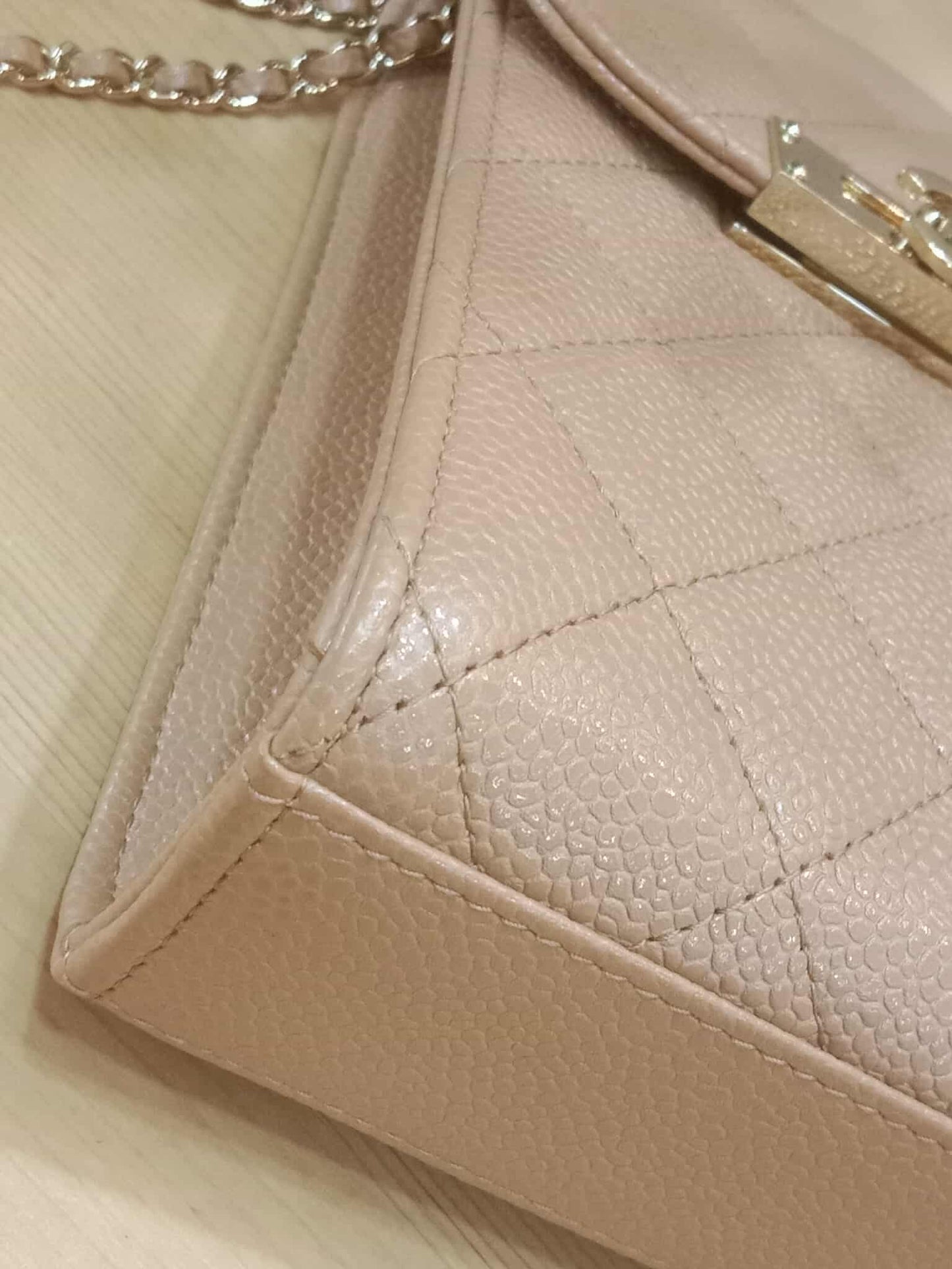 Chanel Golden Class Phone Holder Caviar Crossbody Bag Beige Series 25