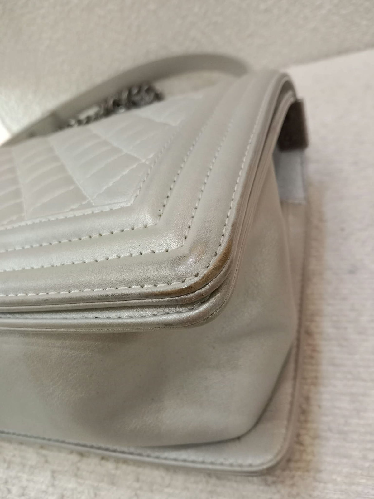 Chanel Le Boy Lambskin Old Medium Gray Series 20