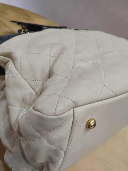 Chanel Mix Shopping Tote Bag Quilted Beige/Black Series 16