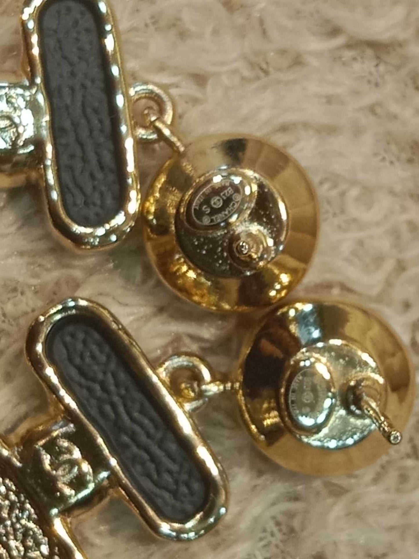 Chanel Black/Gold Perfume Earrings