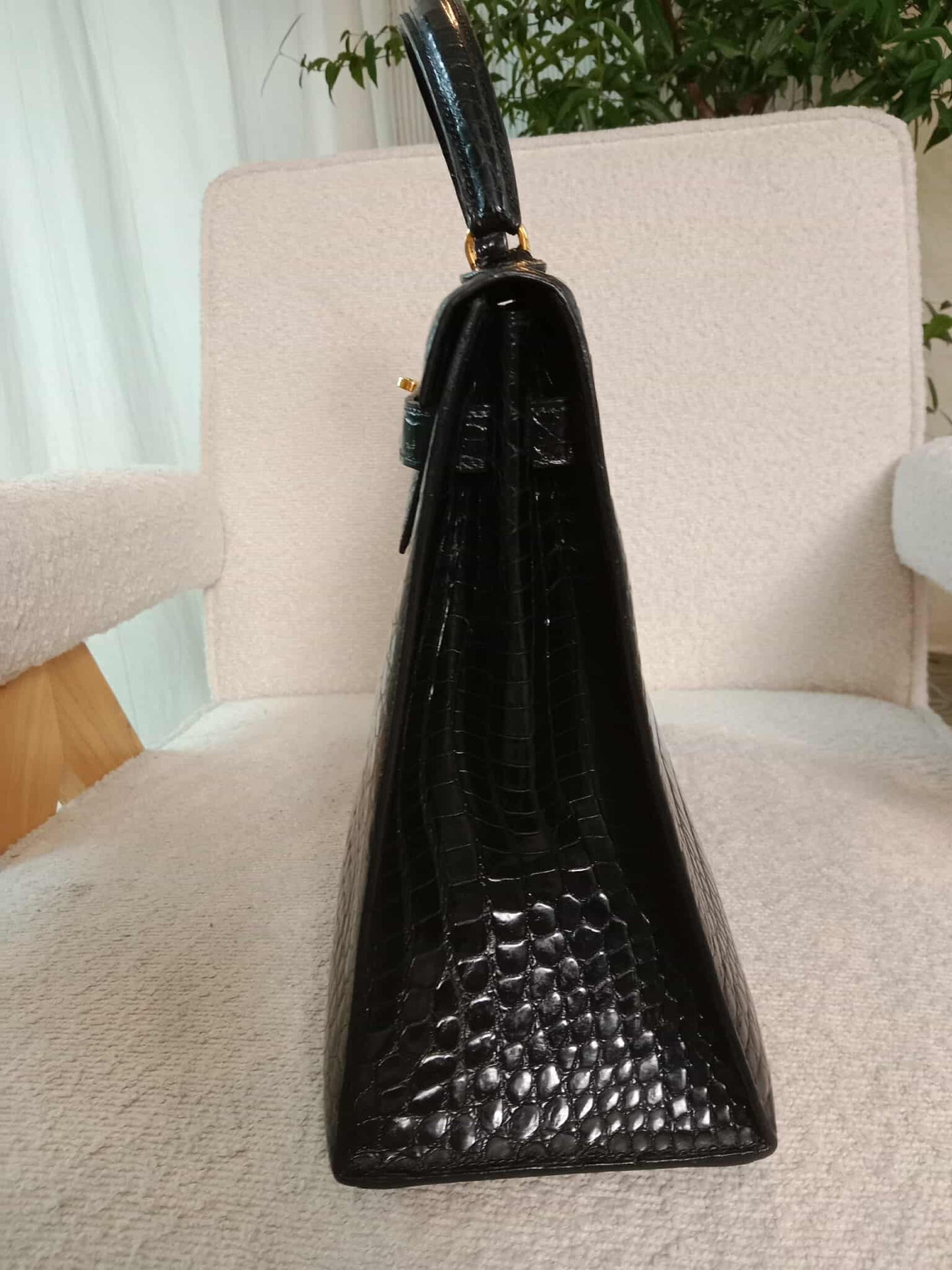 Hermes Kelly 35 Crocodile Noir Stamp G Circle 1977