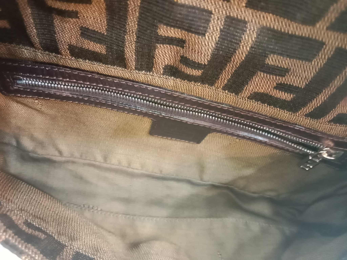 Fendi Zucca Baguette Brown Bag