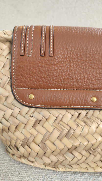 Chloe Marcie Small Raffia Basket Brown Bag