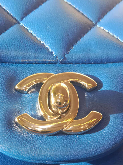 Chanel Classic Medium Double Flap Lambskin Blue Series 26
