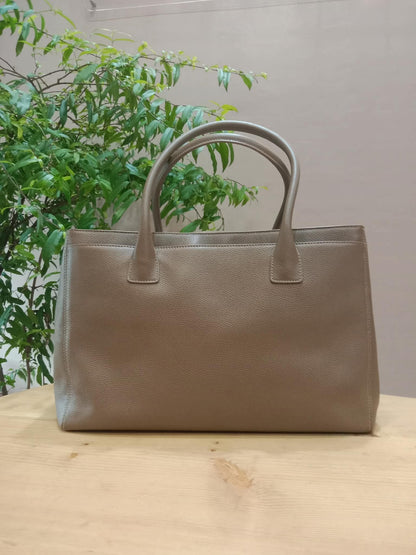 Chanel Cerf Executive Tote in Neutral Taupe Color CC Turnlock Closure Series 17