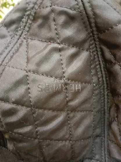 Hermes Black Quilted Leather Raccoon Winter Hat