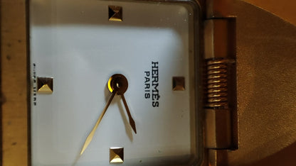 Hermes Vintage Gold Plated Medor Watch Epsom Yellow Stamp Y Circle 1995