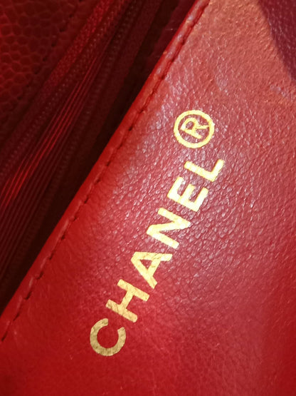 Chanel Diana Quilted Caviar Leather Red Series 2
