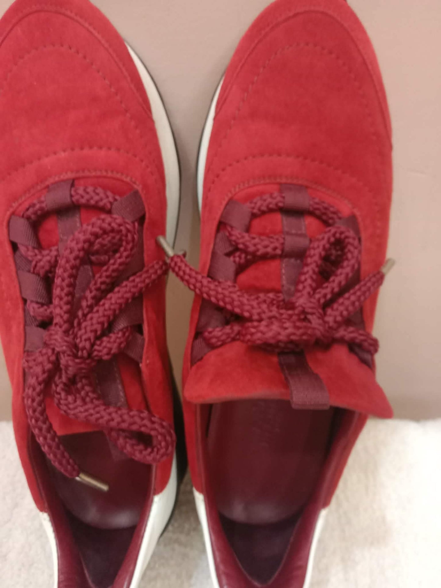 Hermes Miles Sneakers Bordeaux Suede Size 37.5