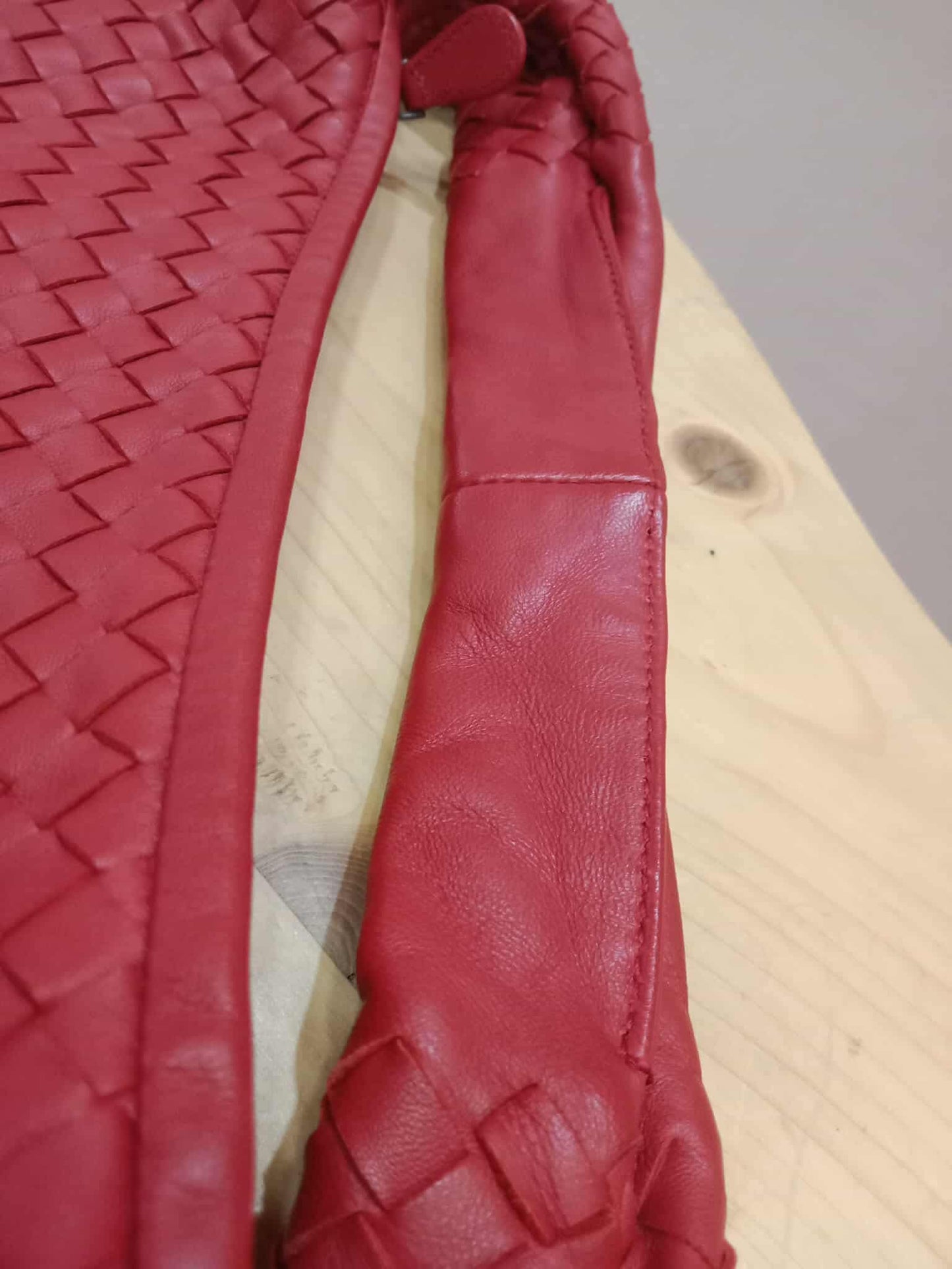 Bottega Veneta Intrecciato Hobo Bag Red