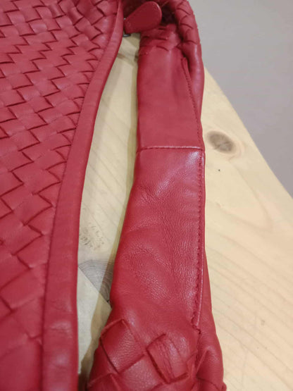 Bottega Veneta Intrecciato Hobo Bag Red