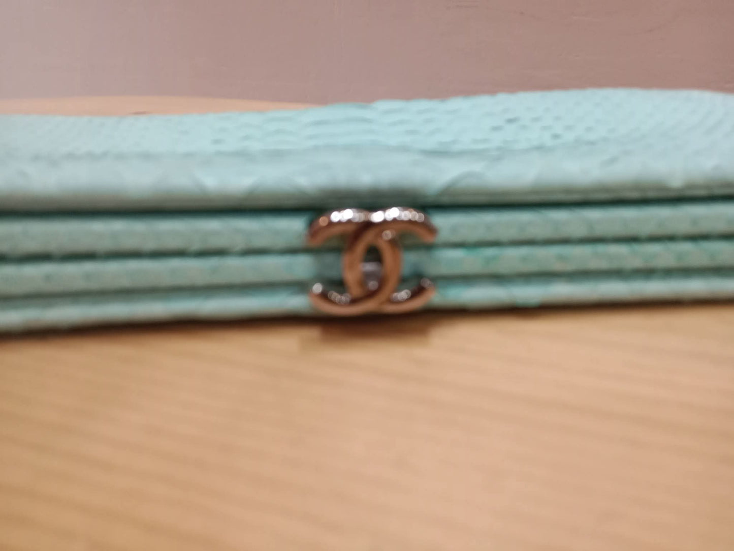 Chanel Mint Green Python Leather Clutch With a Silver-Toned Kiss-Lock Closure Series 15
