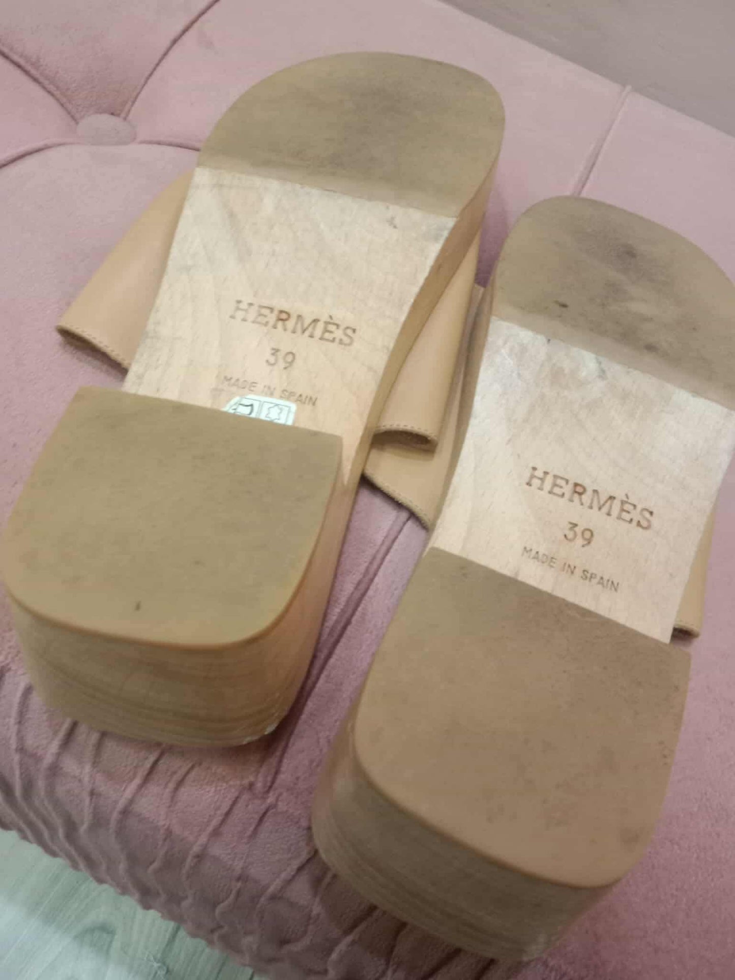Hermes Kevlar Slides Sandal Beige Size 39