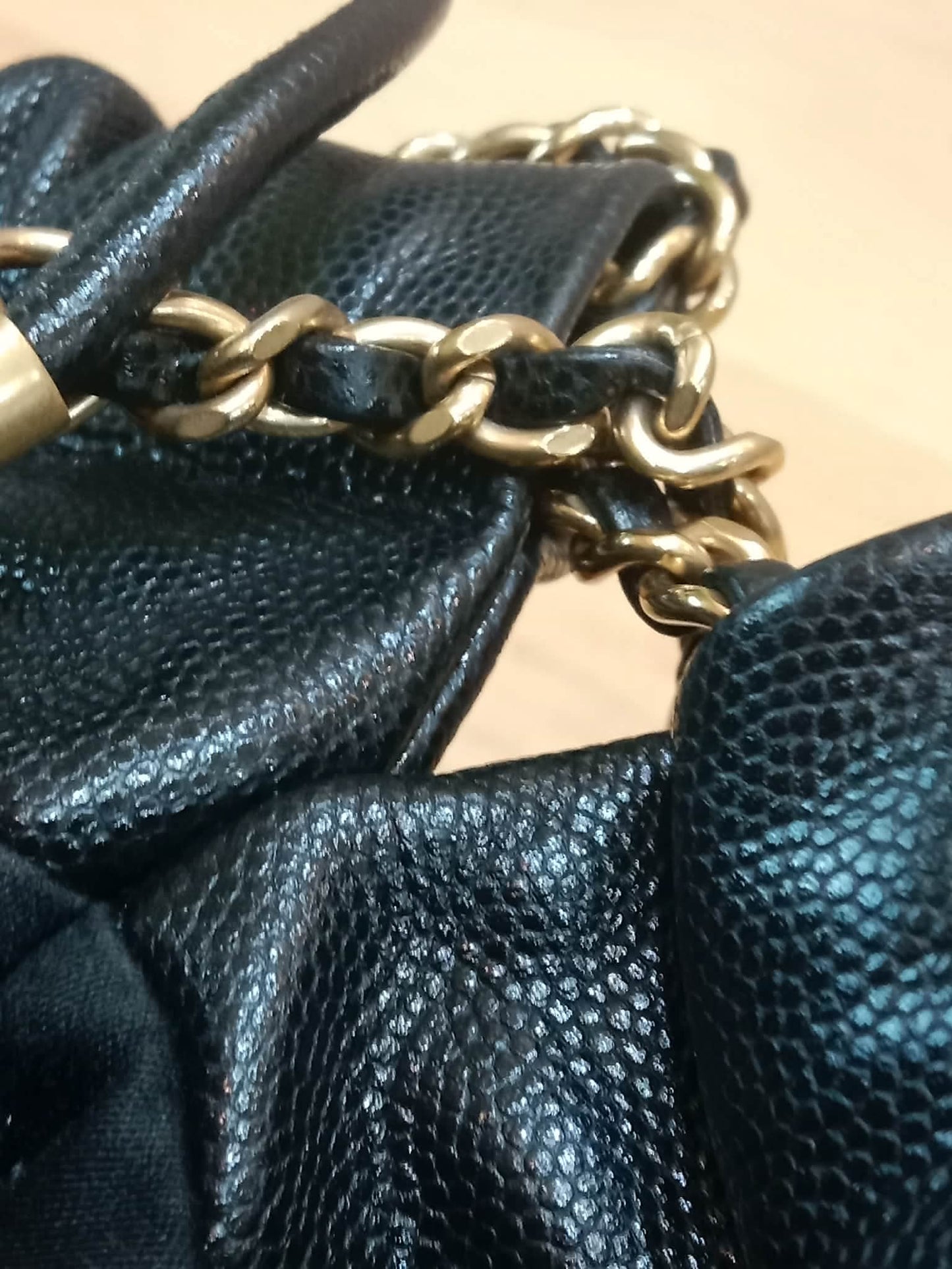 Chanel 22 Shiny Caviar Black Monochrome Mini Microchipped