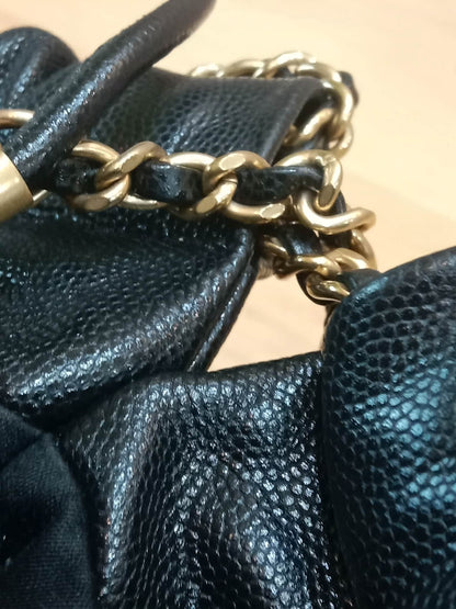 Chanel 22 Shiny Caviar Black Monochrome Mini Microchipped