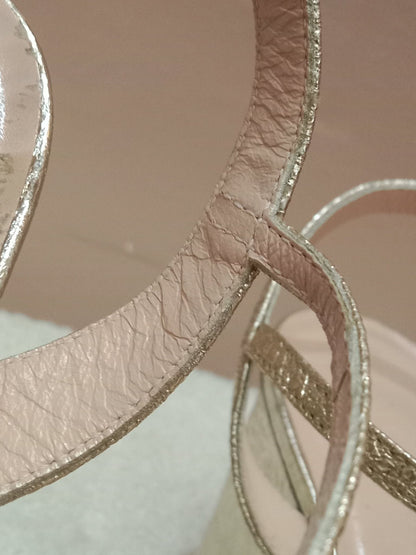 Gucci GG Marmont Sandals Metallic Gold Size 36