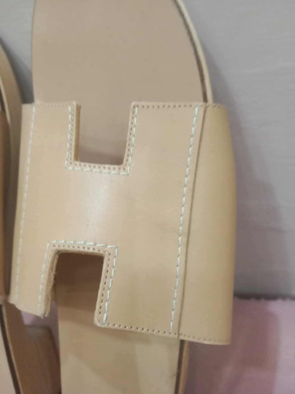 Hermes Kevlar Slides Sandal Beige Size 39