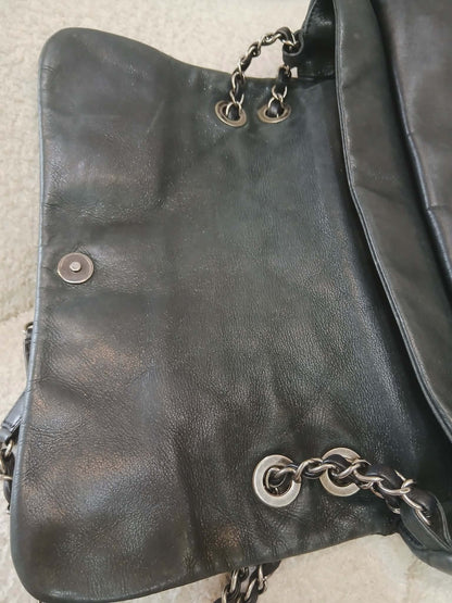 Chanel Square Double Flap Lambskin Dark Gray Series 15