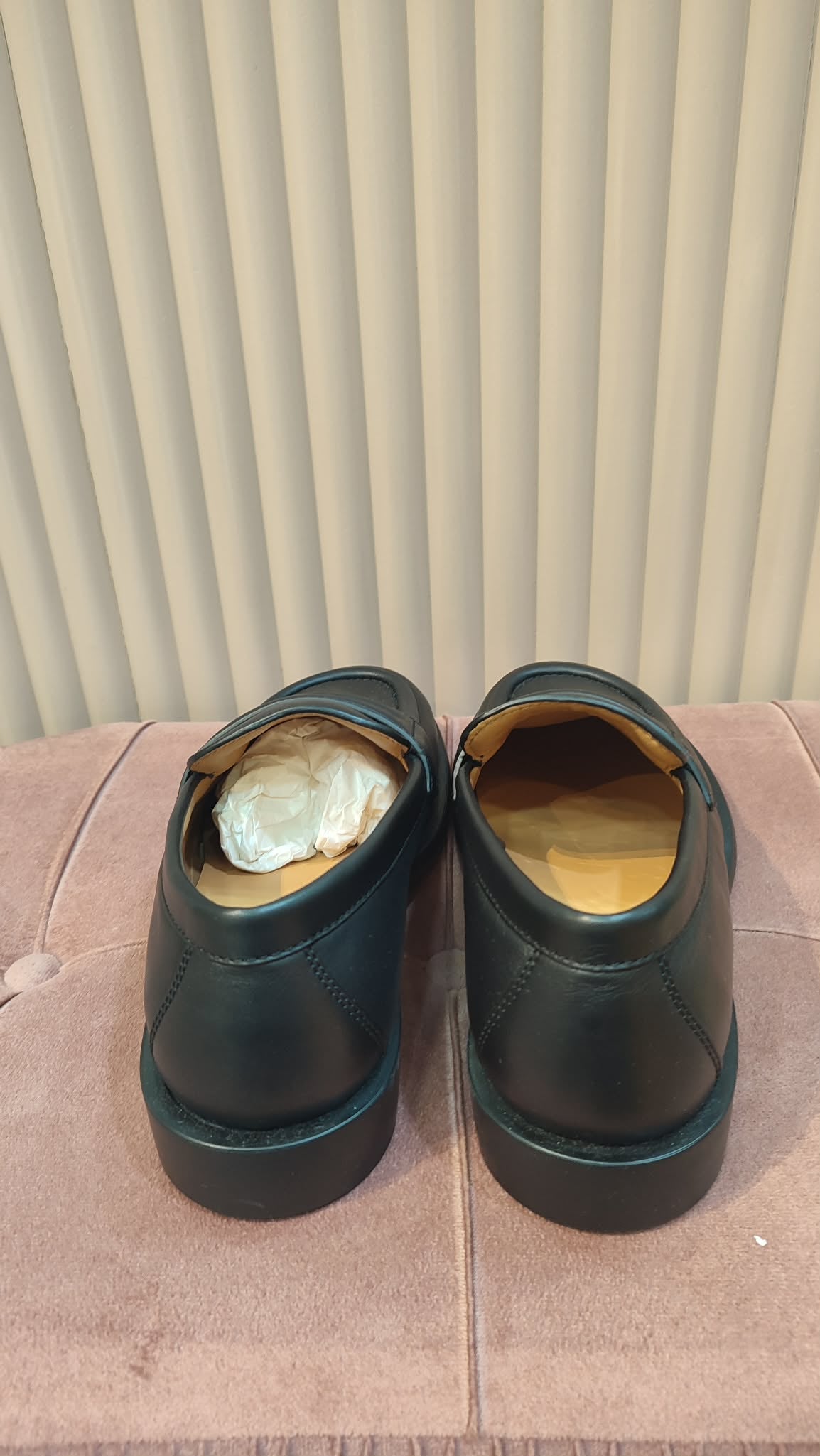 Louis Vuitton Logo Leather Loafers Black Size 8