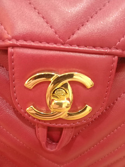 Chanel Chevron Calfskin Small Red Urban Spirit Backpack Series 23