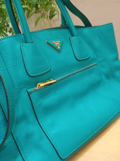 Prada Vitello Daino Turquoise Bag