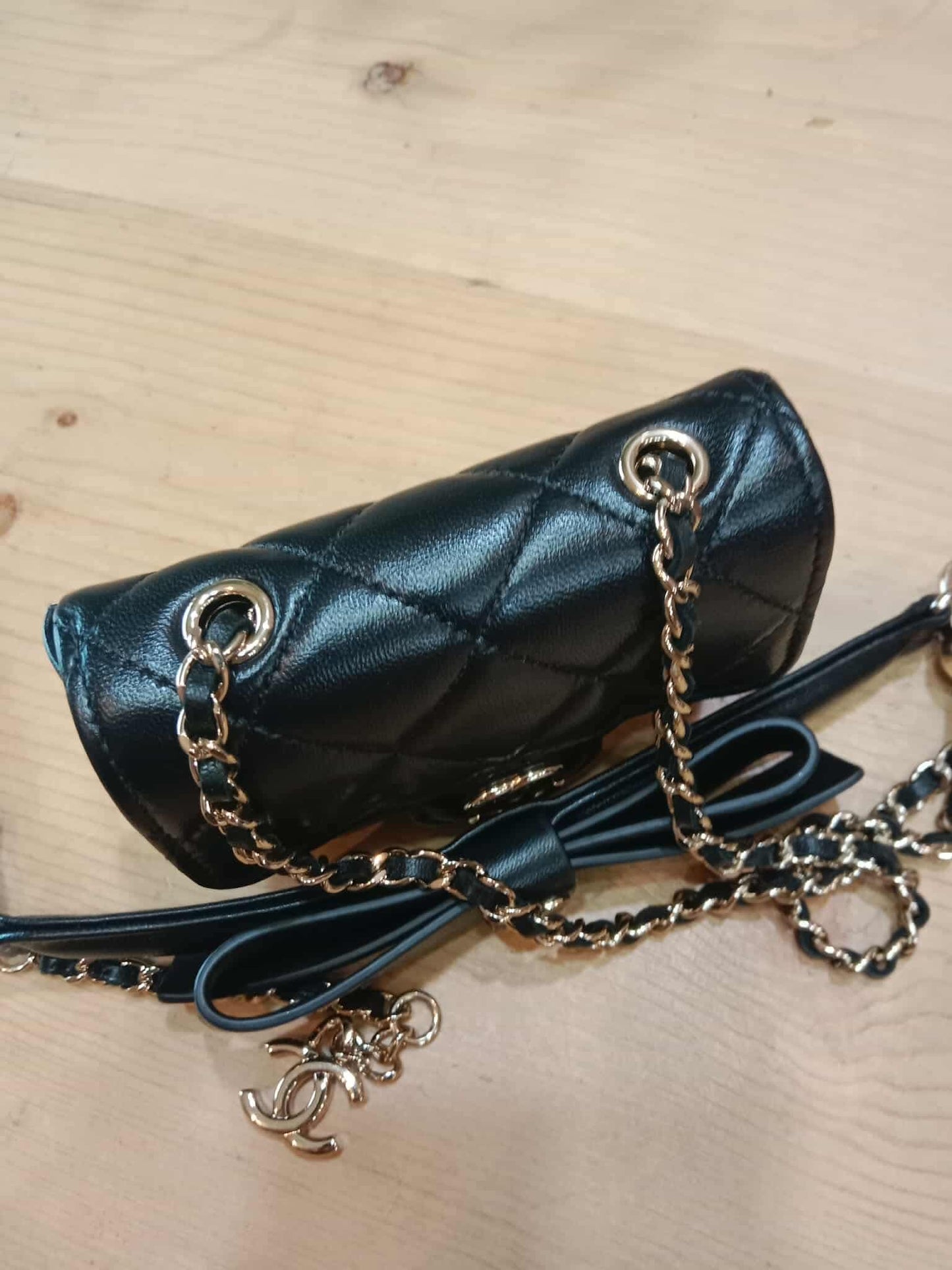 Chanel Bow Chain Belt Bag Black Lambskin Series 31