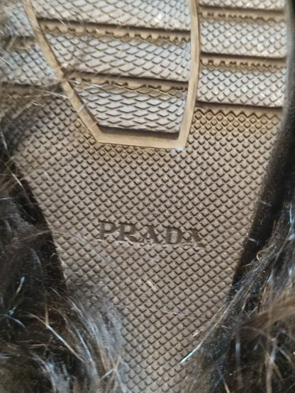 Prada Rossa Fur Black Boots Size 35