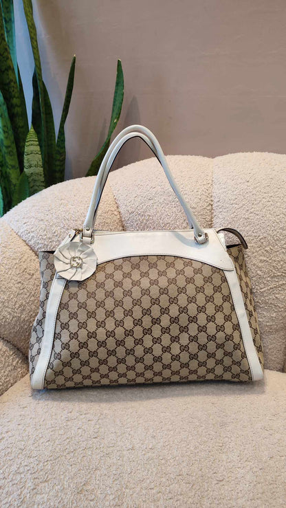 Gucci GG Canvas Trophy Bag Brown/White