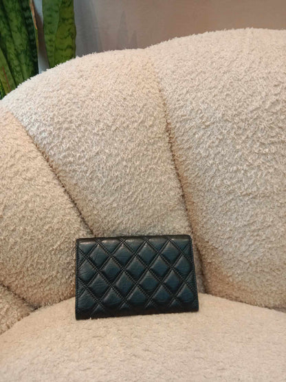 Chanel Line PONY Black Quilted Lambskin Wallet Series 10