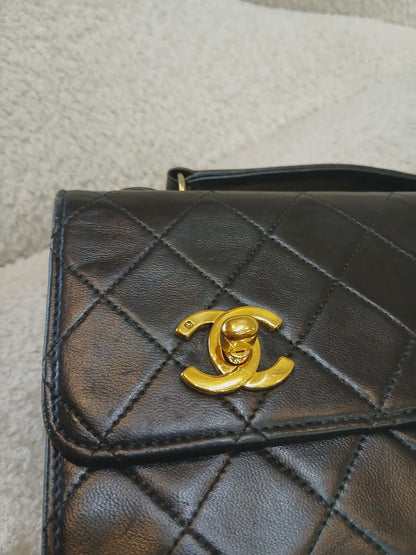 Chanel Matelasse Lambskin Double Turn Lock Vintage Mini Briefcase Series 1