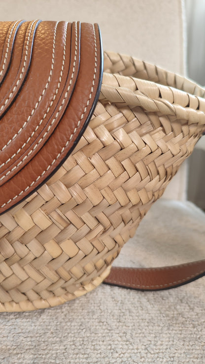 Chloe Marcie Small Raffia Basket Brown Bag