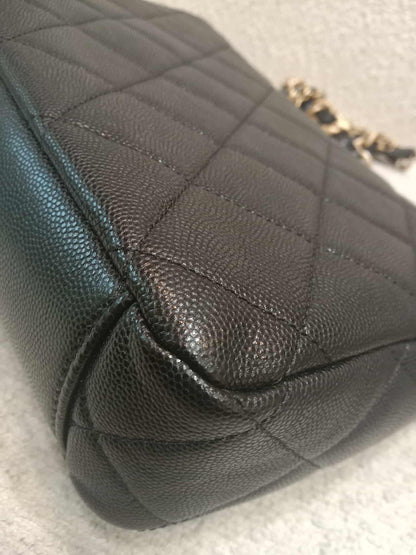 Chanel Seasonal Flap Caviar Black Microchipped