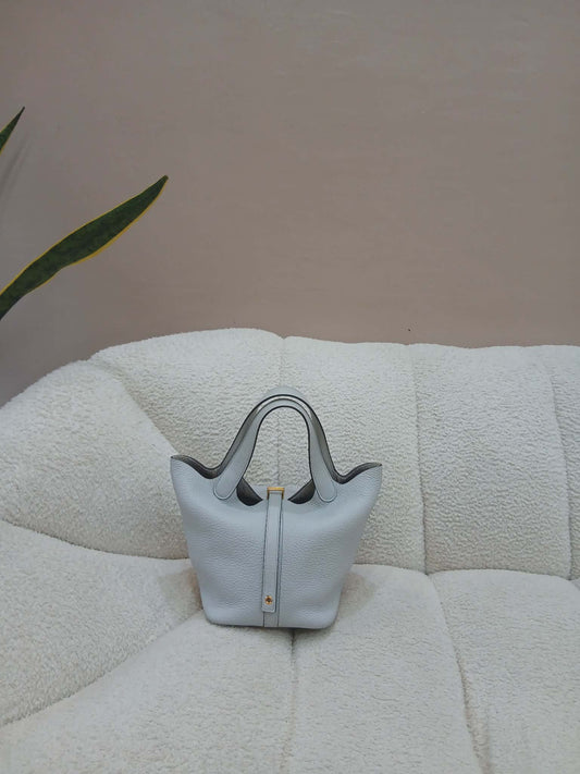 Hermes Picotin 18 Bleu Glacier Clemence Stamp Z 2021