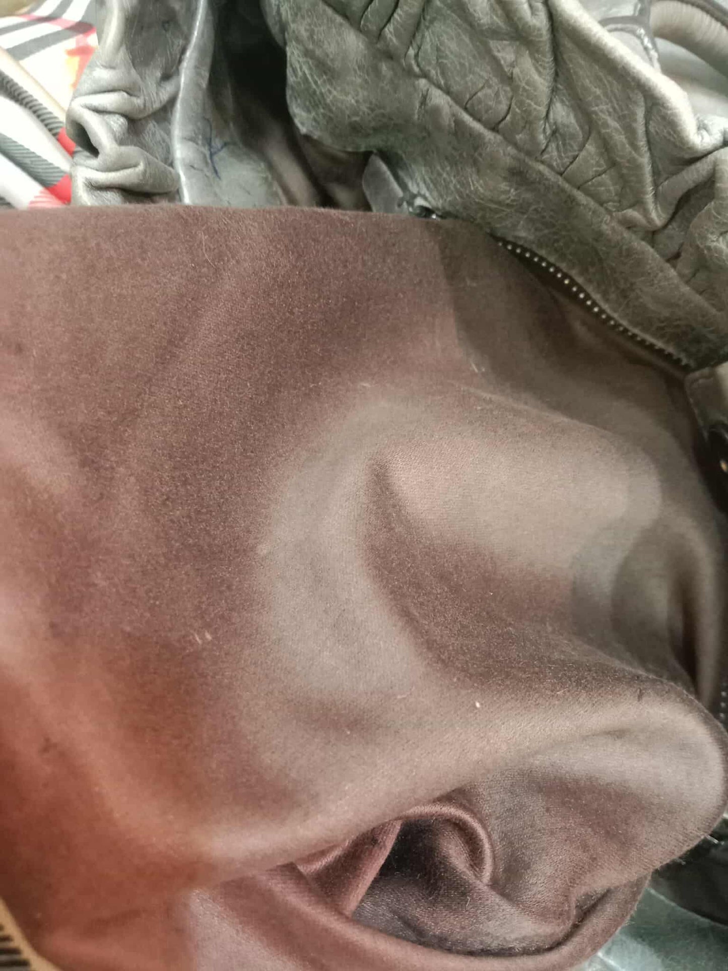 Miu Miu Leather Tote Bag Grey with Crystal Embellished Strap