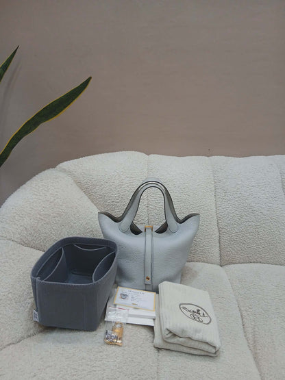 Hermes Picotin 18 Bleu Glacier Clemence Stamp Z 2021