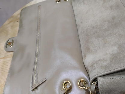 Chanel XXL Flap in Dark Beige Suede Microchipped