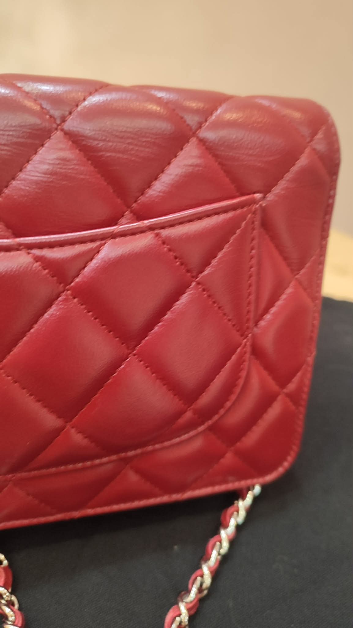 Chanel Wallet on Chain Red Lambskin Series 16