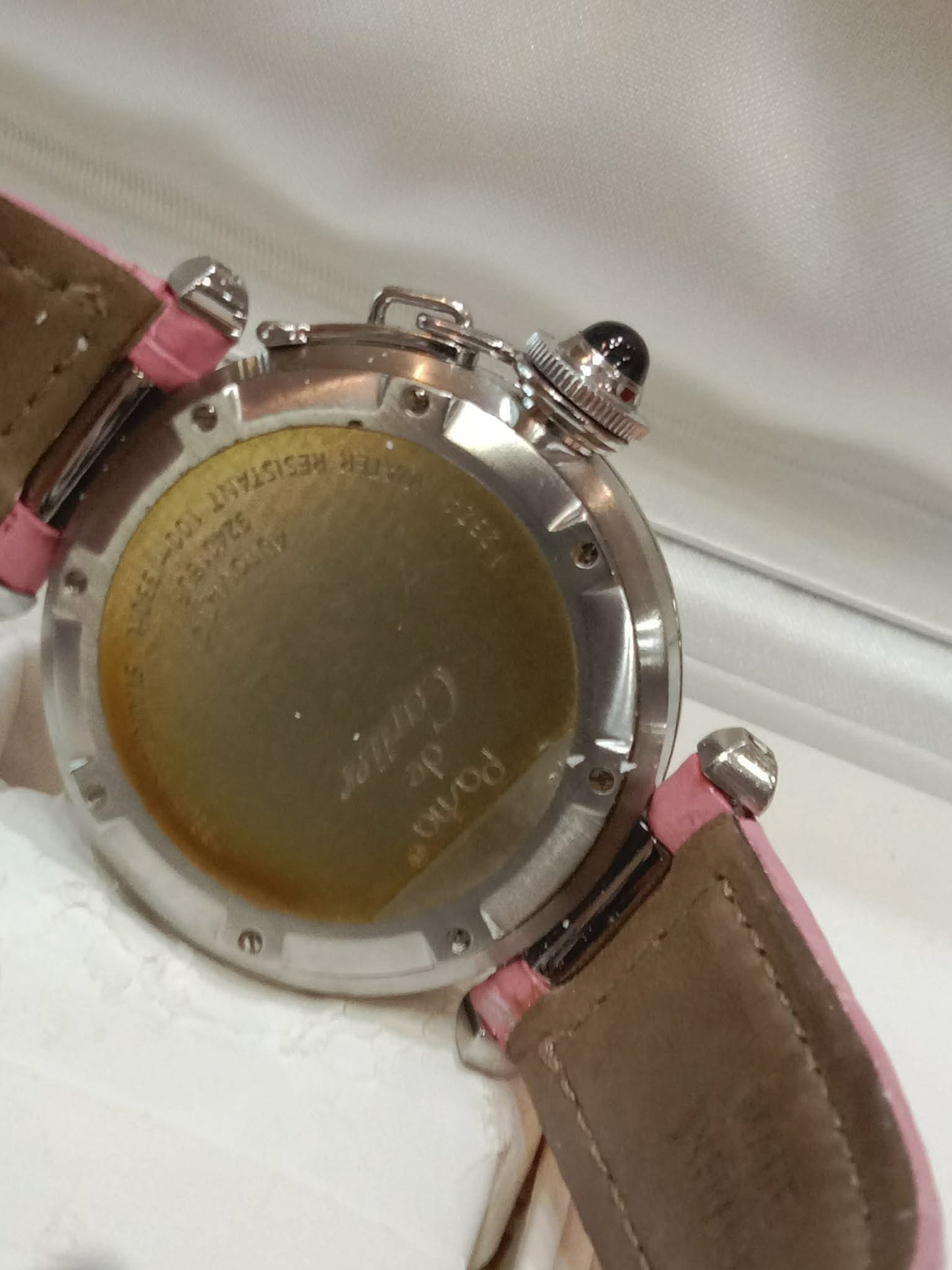 Cartier Pasha C Pink Blue Limited Edition Watch 35mm Stainless Steel Case Pink Alligator Leather Strap