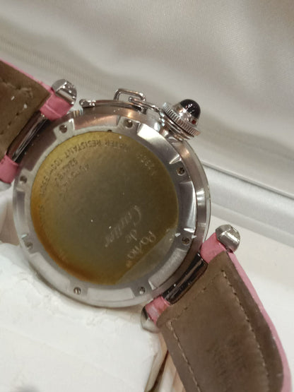 Cartier Pasha C Pink Blue Limited Edition Watch 35mm Stainless Steel Case Pink Alligator Leather Strap