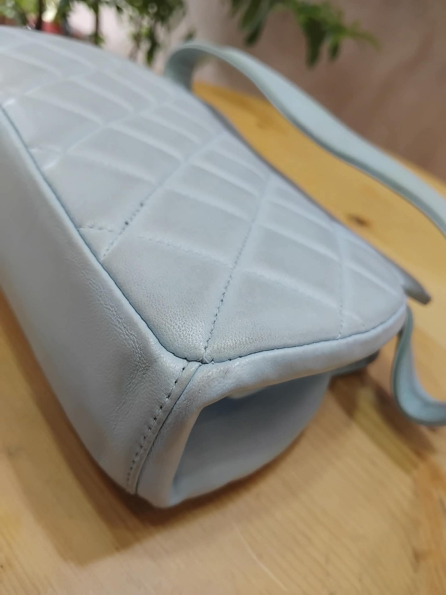 Chanel Nano Kelly Shopper Vintage Aged Quilted Calfskin Turquoise Series 4