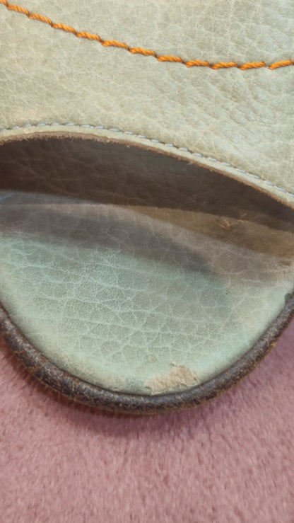 Hermes Peep Toe Slingback Heels Teal Size 36